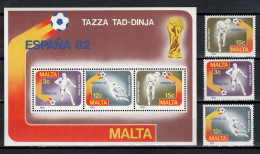 Malta 1982 Football Soccer World Cup Set Of 3 + S/s MNH - 1982 – Espagne