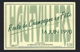 Etiquette Champagne Brut Route Du Champagne En Fête  Hautvillers 16 Juin 1990 Le Berceau Du Champagne   Marne 51 - Champagne