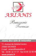 25 - SOCHAUX   -PUB - CARTE VISITE -RESTAURANT  ARIANIS - Sochaux