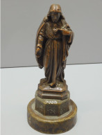 -STATUE Du CHRIST BRONZE Belle PATINE Médaille XVIII/XIXe/socle Bronze Jésus    E - Art Religieux