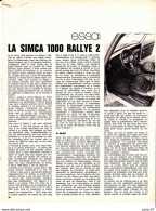 Feuillet De Magazine Simca 1000 Rallye 2 1975 - Voitures