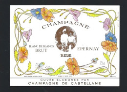 Etiquette Champagne Brut Blanc De Blancs  Rebe  De Castellane Epernay    Marne 51 - Champan