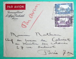 LETTRE PAR AVION GOUVERNEMENT GENERAL AOF DAGUIN DAKAR POUR PARIS 1937 COVER FRANCE - Airmail