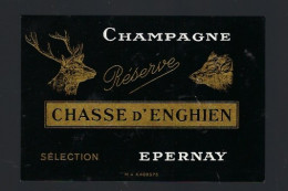 Etiquette Champagne  Selection Réserve Chasse D'Enghien  Epernay Marne 51 " Sanglier, Cerf" - Champagne