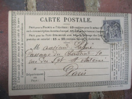 SAGE 15 C GRIS CARTE POSTALE PRECURSEUE MILLESIME JUIN 1877  DE PERONNE - 1877-1920: Semi-Moderne