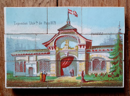 RARE CARTE Chromo PUZZLE EN BOIS 1878 - SUISSE - EXPOSITION UNIVERSELLE De PARIS 75 - Oud Speelgoed