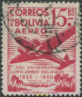 665691 USED BOLIVIA 1950 25 ANIVERSARIO DE LA FUNDACION DE LA COMPAÑIA LLOYD AEREO BOLIVIANO - Bolivia