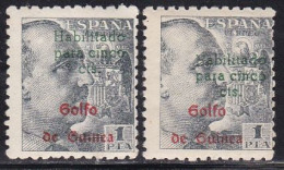 GUINEA ESPAÑOLA-1949-ED. 273A SELLOS DE ESPAÑA HABILITADOS. GENERAL FRANCO -2 Ejemplares. Uno Con Habilitación Desplazad - Guinea Espagnole