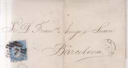 Año 1867 Edifil 88 Isabel II Envuelta  Matasellos Rejilla Cifra 7 Sevilla M.Carrascosa - Storia Postale