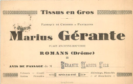 CPA PUBLICITE -  TISSUS EN GROS - MARIUS GERANTE - ROMANS - DROME - Pubblicitari