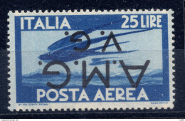 AMG. VG. - Posta Aerea Lire 25 Soprastampa Capovolta - Mint/hinged