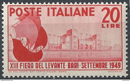 1949 Italia Fiera Di Bari MNH Sassone N. 610 - 1946-60: Mint/hinged