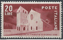 1949 Italia Elezioni Trieste MNH Sassone N. 606 - 1946-60: Mint/hinged