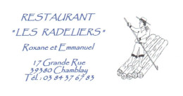 39-   CHAMBLAY    -PUB - CARTE VISITE -RESTAURANT  LES RADELIERS - Other & Unclassified