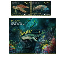 Azerbaijan 2024 CEPT EUROPA EUROPE Underwater Fauna & Flora 2 Stamps From Sheets + Minisheet - 2024