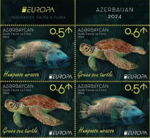 Azerbaijan 2024 CEPT EUROPA EUROPE Underwater Fauna & Flora Half Booklet Without Cover 4 Stamps - 2024