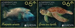 Azerbaijan 2024 CEPT EUROPA EUROPE Underwater Fauna & Flora Part Booklet Without Cover 2 Stamps - Azerbaiján