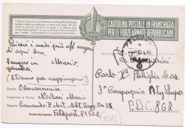 Cart. Prop.RSI Envoyé Le 04/05/1945 Par Feldpost 81568 (SS) -> Field Post 867 - Flottille X MAS - 1946-60: Marcophilia