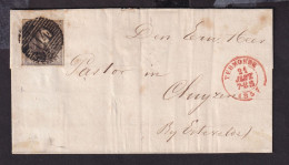 207/41 - Lettre TP Médaillon (avec Voisin)  Barres 114 (TB Frappe) TERMONDE 1857 Vers CLUYZEN Via ZELZAETE - 1851-1857 Medaillons (6/8)