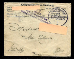 Kriegsgefangenen Sendung  / Enveloppe /oblit ALLEMANDE  1916  Pour La Nievre - 1914-18