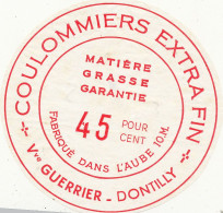 J C O  962 / ETIQUETTE FROMAGE  COULOMMIERS   GUERRIER  FABRIQUE  DANS L'AUBE 10 M - Cheese