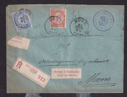 209/41 - Enveloppe Recommandée TP Fine Barbe MONS 1895 Vers OORDEGEM Lez ALOST - 2 Etiquettes Rouges - 1893-1900 Schmaler Bart