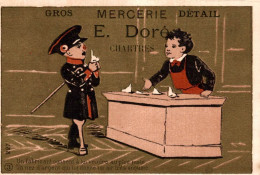 CHROMO MERCERIE E. DORE A CHARTRES N°3 UN FABRICANT CONSENT A LUI VENDRE AU PLUS JUSTE UN NEZ D'ARGENT QUI LUI DONNE ... - Sonstige & Ohne Zuordnung