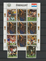 Paraguay 1982 Football Soccer World Cup Sheetlet + 2 Stamps MNH - 1982 – Espagne