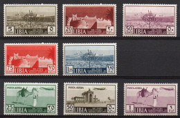 COLONIE ITALIANE- LIBIA  1939 " 13° Fiera Di Tripoli  " 8 Valori Serie Completa, Gomma Integra. Catalogo N. 158/62+pa - Libië