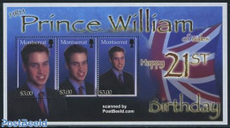Montserrat 2003 William Birthday 3v M/s, Mint NH, History - Kings & Queens (Royalty) - Case Reali