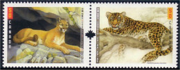 Canada Cougar Leopard Se-tenant Pair MNH ** Neuf SC (C21-23aa) - Unused Stamps