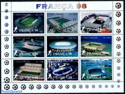 Sao Tome/Principe 1997 World Cup Football France 9v M/s, Mint NH, Sport - Football - Sao Tomé Y Príncipe