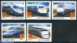 Cuba 2001 Philanippon, Railways 5v, Mint NH, Transport - Railways - Unused Stamps