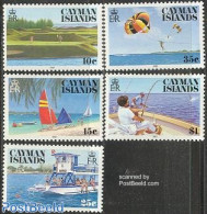 Cayman Islands 1987 Tourism 5v, Mint NH, Nature - Sport - Transport - Fishing - Fun Sports - Golf - Parachuting - Sail.. - Fishes