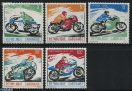 Gabon 1976 Motor Sports 5v, Mint NH, Transport - Motorcycles - Neufs
