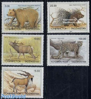 Tajikistan 1993 Endangered Animals 5v, Mint NH, Nature - Animals (others & Mixed) - Bears - Cat Family - Deer - Tagikistan