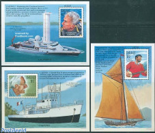 Palau 1997 Exploration Ships 3 S/s, Mint NH, Performance Art - Sport - Transport - Music - Diving - Ships And Boats - Música