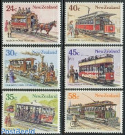 New Zealand 1985 Tramways 6v, Mint NH, Nature - Sport - Transport - Various - Horses - Cycling - Railways - Trams - St.. - Neufs