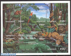 Tanzania 1999 Central American Rainforest 9v M/s, Mint NH, Nature - Animals (others & Mixed) - Bats - Cat Family - Cro.. - Tanzanie (1964-...)