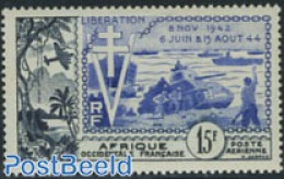 French West Africa 1954 Allied Landing 1v, Mint NH, History - Transport - Militarism - World War II - Aircraft & Aviat.. - Militares