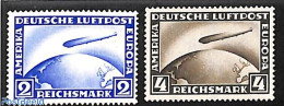 Germany, Empire 1928 Graf Zeppelin 2v, Mint NH, Transport - Zeppelins - Neufs