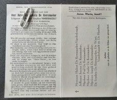 HUBERT KAREL DE KEERSMAEKER ° KOBBEGEM 1896 + 1945 / JOSEPHINE VANDERHASSELT / BURGEMEESTER VAN KOBBEGEM - Devotieprenten