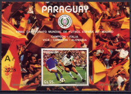 Paraguay 1982 Football Soccer World Cup S/s With "A" Number MNH - 1982 – Spain