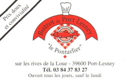 39-   PORT LESNEY     -PUB - CARTE VISITE -RESTAURANT  LE PONTARLIER - Andere & Zonder Classificatie