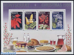 Montserrat 1986 Christmas, Flowers S/s, Mint NH, Nature - Religion - Flowers & Plants - Christmas - Natale