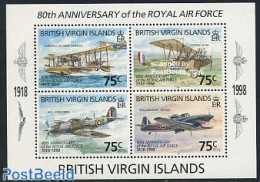 Virgin Islands 1998 80 Years RAF S/s, Mint NH, History - Transport - Militarism - Aircraft & Aviation - Militares