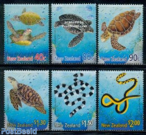 New Zealand 2001 Newyear, Sea Reptiles 6v, Mint NH, Nature - Various - Reptiles - Turtles - New Year - Ongebruikt