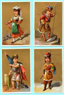 Lot De 4 Chromos Sans PUB. Enfants En Costume Nationale. France Italie Ecosse Cosaque. Fond Doré - Autres & Non Classés