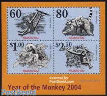 Niuafo'ou 2004 Year Of The Monkey 4v M/s, Mint NH, Nature - Various - Monkeys - New Year - New Year