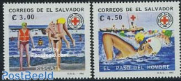 El Salvador 1992 Water Rescue Service 2v, Mint NH, Health - Sport - Transport - Red Cross - Swimming - Ships And Boats - Croce Rossa